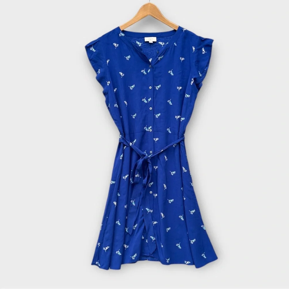 5 for$40 Loft Dress Women Size 16 Blue - Picture 1 of 7